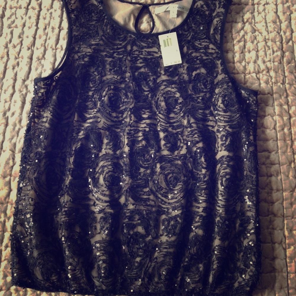 Max Studio sequined black top